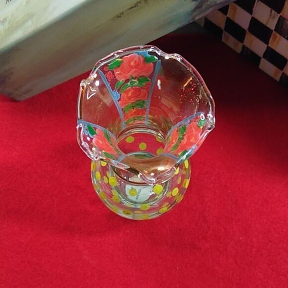 Mackenzie -Childs Ruffled Pip Bud Vase and Box Hand Painted Flowers & Dots - Picture 2 of 9